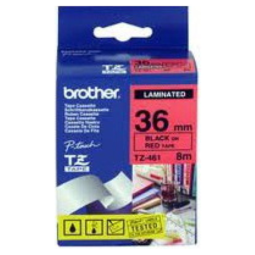 Brother TZ-461 Laminated Black Printing on Red Tape (36mm Width 8 Metres in Length)