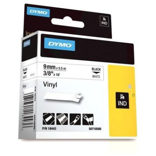 DYMO (SD18443)  Vinyl, 9mm - Black on White