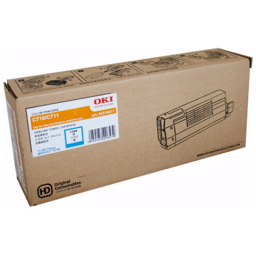 OKI 44318611 Cyan Toner Cartridge for C710/C711n (11,500 Yield @ 5% Coverage)