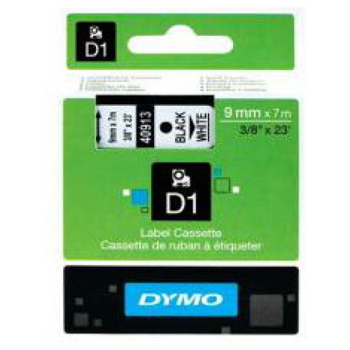 DYMO D1 (SD40913/S0720680) Label Cassette, 9mm x 7m - Black on White