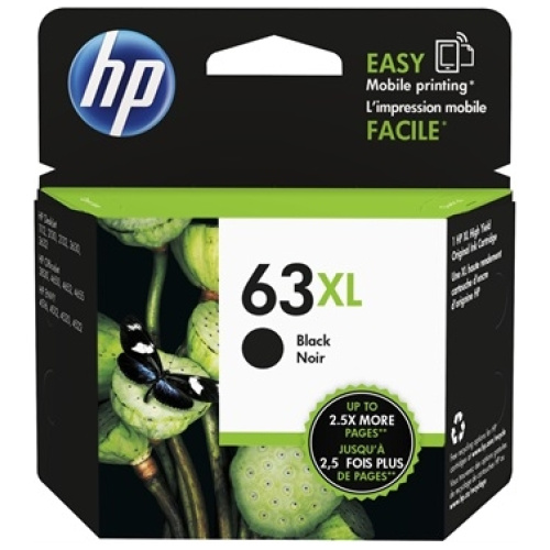 HP F6U64AA #63XL High Yield Black Ink Cartridge (480 page yield)