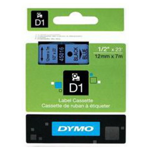 DYMO D1 (SD45016/S0720560) Label Cassette, 12mm x 7m - Black on Blue