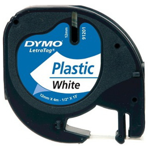 DYMO Letratag (91331) Label Cassette, Pearl White, Plastic, 12mm x 4m