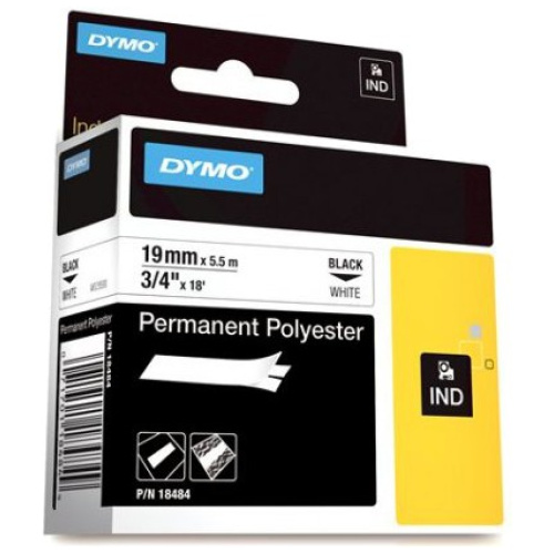 DYMO (SD18484) Permanent Polyester, 19mm - Black on White