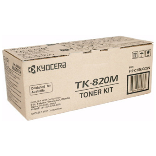 Kyocera TK-820M Magenta Toner Kit for FS-C8100DN (7,500 Yield @ 5%)