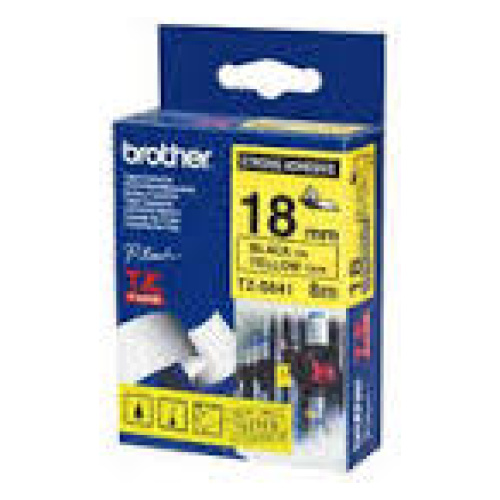 Brother TZ-S641 Strong Adhesive Laminated Tape, Black on Yellow (18mm 8m Length)