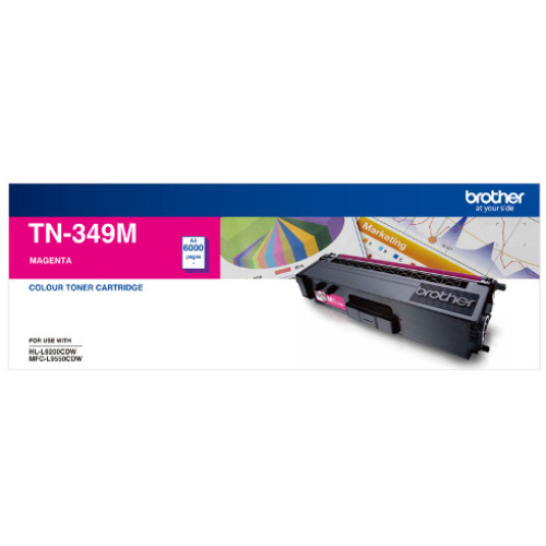 Brother TN-349M Super High Yield Magenta Toner, 6000 pages