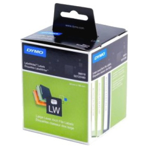 DYMO (SD99019/S0722480) Lever Arch File Large, Paper/White, 59mm x 190mm, 1 Roll/Box,110 Labels/Roll