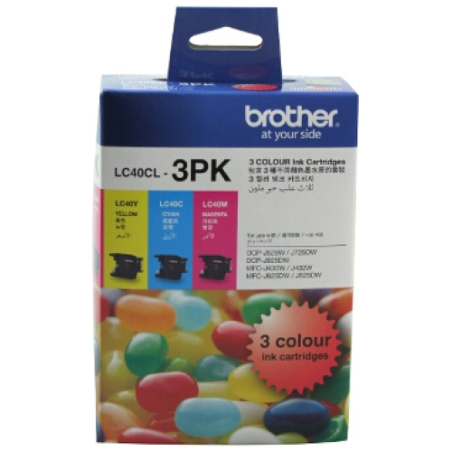 Brother LC-40CL3PK Colour Value Pack - 1 x Cyan, 1 x Magenta, 1 x Yellow