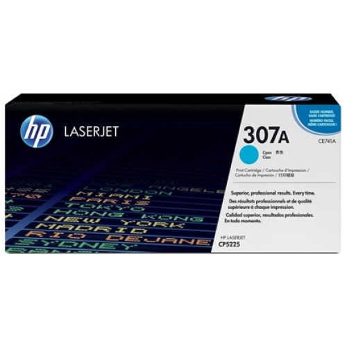 HP CE741A #307A Cyan Toner Cartridge (7,300 Yield)