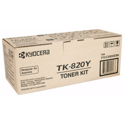 Kyocera TK-820Y Yellow Toner Kit for FS-C8100DN (7,500 Yield @ 5%)