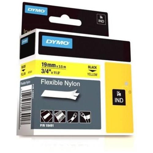 DYMO (SD18491) Flexible Nylon, 19mm - Black on Yellow