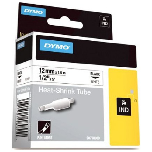 DYMO (SD18055) Heat Shrink Tube 12mm Black on White