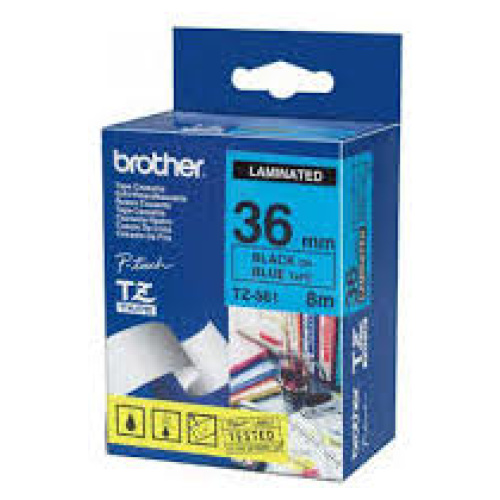 Brother TZ-561 Laminated Black Printing on Blue Tape (36mm Width 8 Metres in Length)