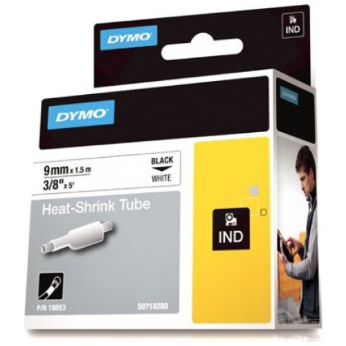 DYMO (SD18053) Heat Shrink Tube 9mm Black on White