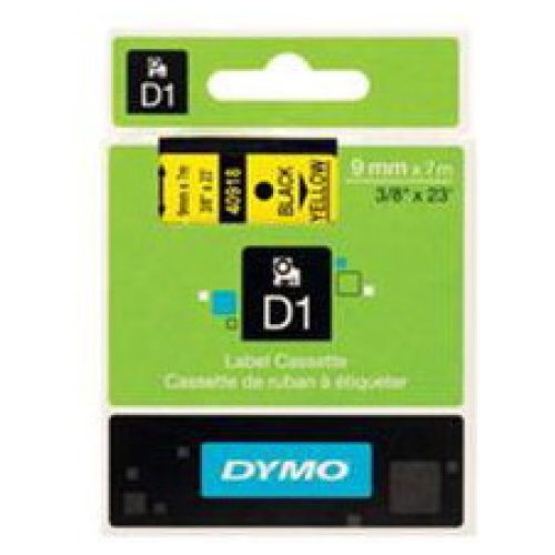 DYMO D1 (SD40918/S0720730) Label Cassette, 9mm x 7m - Black on Yellow