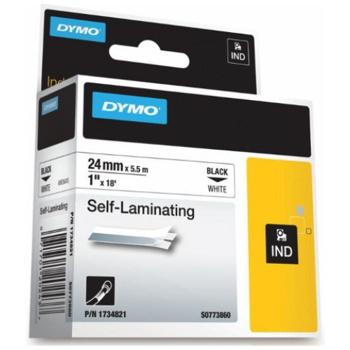 DYMO (SD1734821)  Self-Laminating Tape, 24mm - Black on White