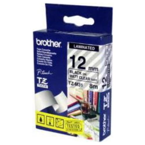 Brother TZ-M31 Laminated Black Printing on Clear (Mat) Tape (9mm Width 8 Metres in Length)