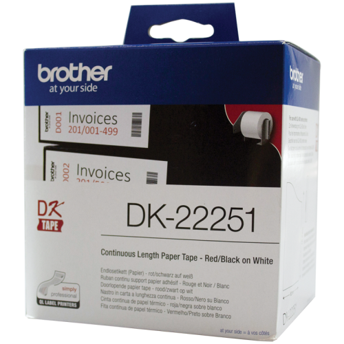 Brother White Continuous Paper Roll, 62mm x 15.24m