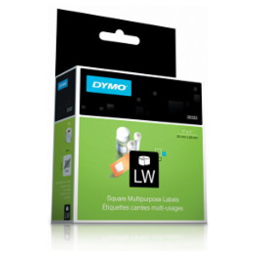 DYMO (SD30332/S0929120) Square Multi-purpose, Paper/White 25mm x 25mm, 1 Roll/Box, 750 Labels/Roll