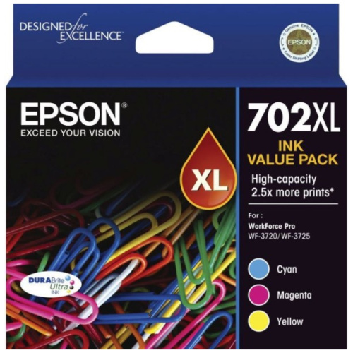Epson C13T345592 High Yield 702XL 3 Colour Ink Pack DURABrite
