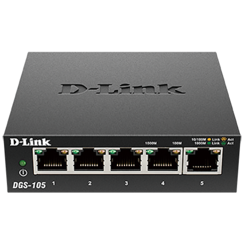 D-Link DGS-105 - 5-Port Gigabit Desktop Switch (Metal Housing)