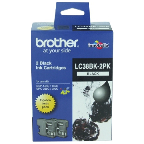 Brother LC-38BK Twin Pack Black Ink Cartridge for DCP-145C/165C