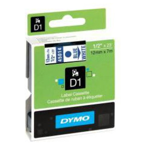 DYMO D1 (SD45014/S0720540)  Label Cassette, 12mm x 7m - Blue on White