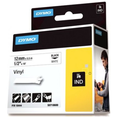 DYMO (SD18444) Vinyl, 12mm - Black on White