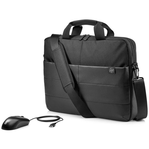 HP 1FK06AA 15.6" Classic Briefcase and USB Mouse
