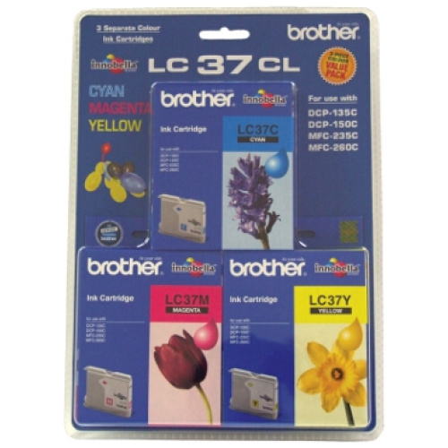 Brother LC-37 Colour Pack - includes 1 x LC37C, 1 x LC-37M and 1 x LC-37Y colour cartridges