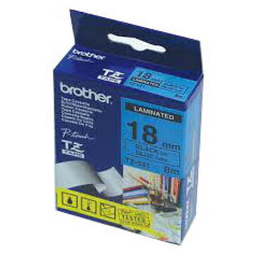 Brother TZ-541 Laminated Black Printing on Blue Tape (18mm Width 8 Metres in Length)