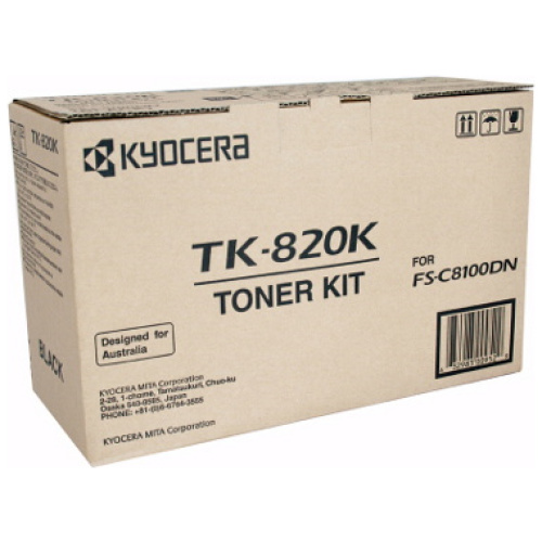 Kyocera TK-820K Black Toner Kit for FS-C8100DN (15,000 Yield @ 5%)