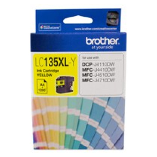 Brother LC-135XLY High Yield Yellow Ink Cartridge (Yield, up to 1,200 pages)
