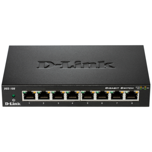 D-Link DGS-108 - 8-Port Gigabit Desktop Switch (Metal Housing)
