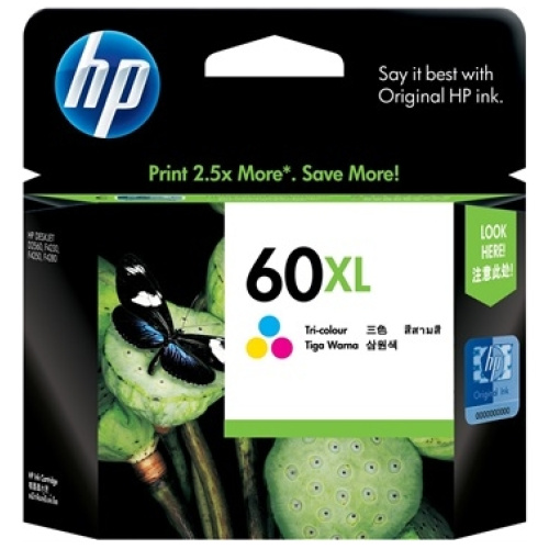 HP CC644WA #60 XL High Yield Tri Colour Ink Cartridge (440 page yield)