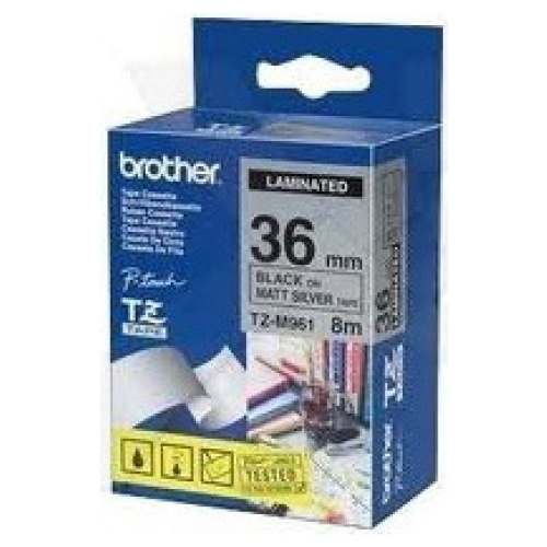Brother TZ-M961 Laminated Black Printing on Silver (Mat) (36mm Width 8 Metres in Length)