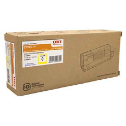 OKI 44318609 Yellow Toner Cartridge for C710/C711n (11,500 Yield @ 5% Coverage)
