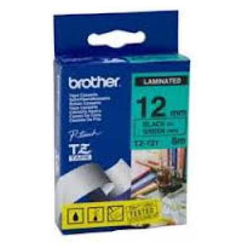 Brother TZ-731 Laminated Black Printing on Green Tape (12mm Width; 8 Metres in Length)
