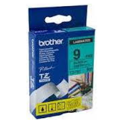Brother TZ-721 Laminated Black Printing on Green Tape (9mm Width 8 Metres in Length)