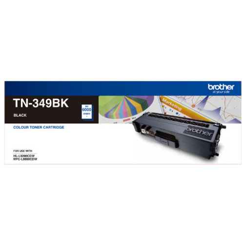 Brother TN-349BK Super High Yield Black Toner, 6000 pages
