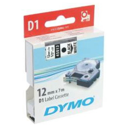 DYMO D1 (SD45013/S0720530) Label Cassette, 12mm x 7m - Black on White