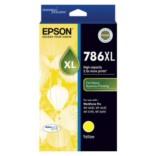 Epson C13T787492 786XL High Capacity Yellow Ink Cart, 2000pg