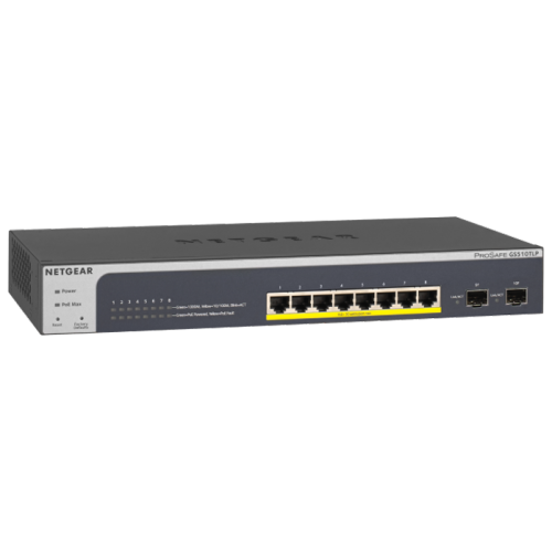 Netgear GS510TLP 8-Port POE+ Gigabit Ethernet Smart Managed Switch with 2 SFP Ports 75W Fan-Less