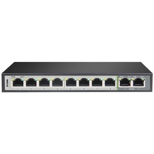 D-Link DGS-F1010P-E 10-Port Gigabit PoE Switch with 8 Long Reach PoE & 2 Uplink