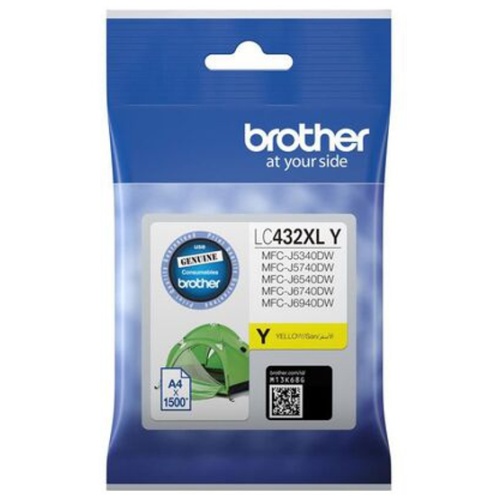 Brother LC-432XLY Yellow Ink Cartridge to suit MFC-J5740DW/MFC-J6940DW - up to 1500 pages