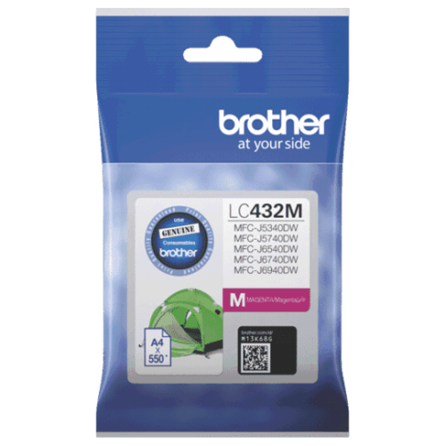 Brother LC-432M Magenta Ink Cartridge to suit MFC-J5740DW/MFC-J6940DW - up to 550 pages