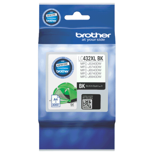 Brother LC-432XLBK Black Ink Cartridge to suit MFC-J5740DW/MFC-J6940DW - up to 3000 pages