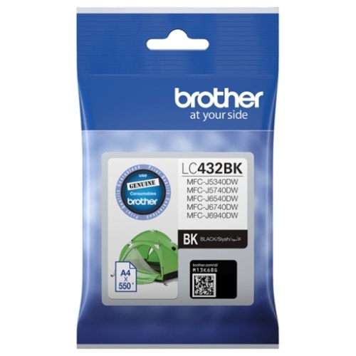 Brother LC-432BK Black Ink Cartridge to suit MFC-J5740DW/MFC-J6940DW - up to 550 pages