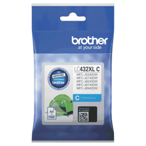 Brother LC-432XLC Cyan Ink Cartridge to suit MFC-J5740DW/MFC-J6940DW - up to 1500 pages